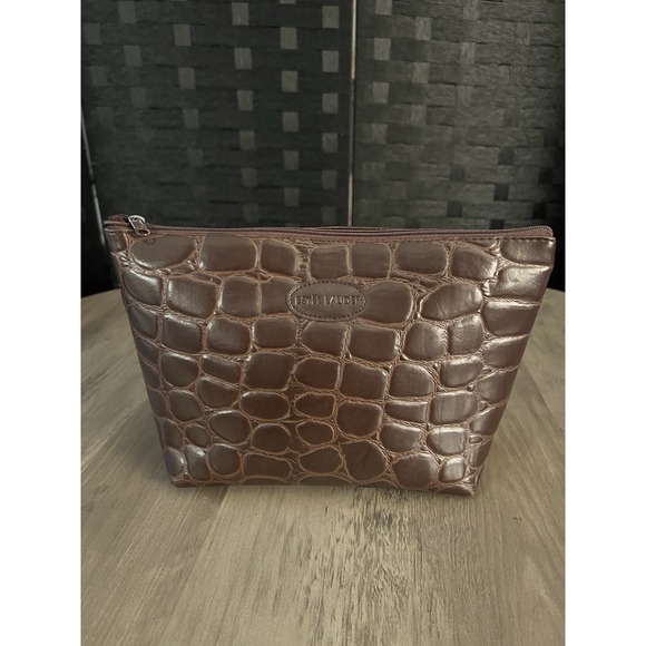 Estee Lauder Handbags - Estee Lauder Faux Leather Animal Skin Brown Cosmetic‎ Bag Makeup Case VGC